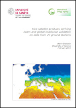 Five Satellite Products Deriving Beam and Global Irradiance Validation on Data from 23 Ground Stations